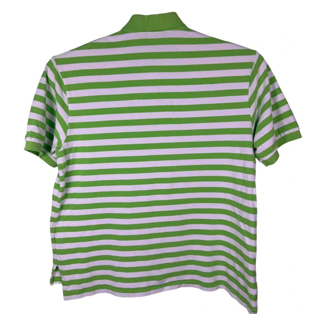 Polo Ralph Lauren Polo Shirt Mens 2XB Green White Striped Purple Pony Big & Tall